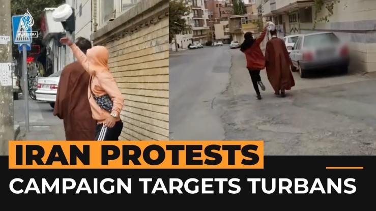 Protesters knock turbans off clerics’ heads in Iran | AL JAZEERA